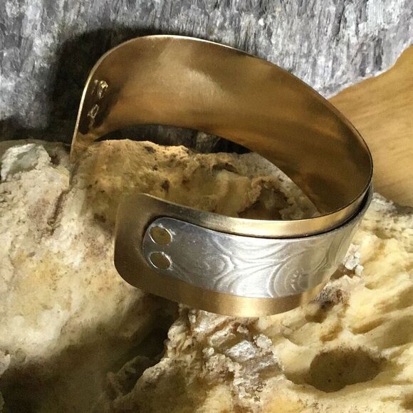Bracelet, Brass Mixed Metals Bracelet Cuff, Aluminum, Handmade, NEW, Artisan - Picture 3 of 5